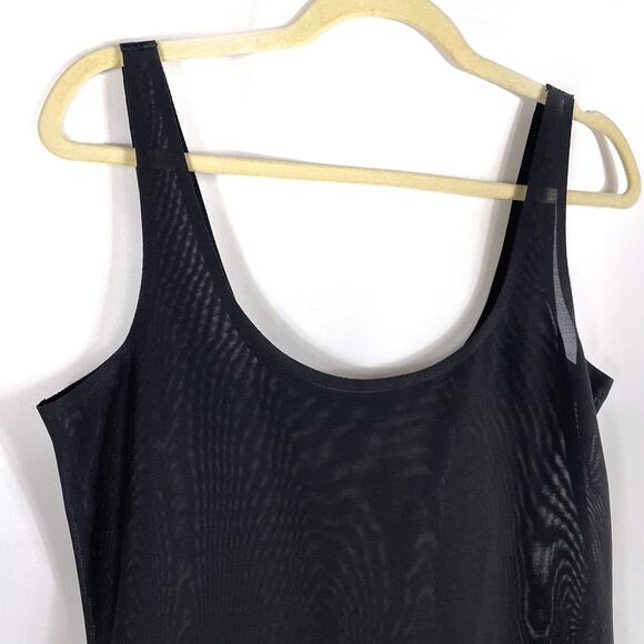 COS Sheer Mesh Dress Mini Black Bodycon Scoop Neck Sleeveless Tank Sz 8 - Picture 2 of 6